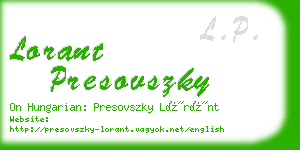 lorant presovszky business card